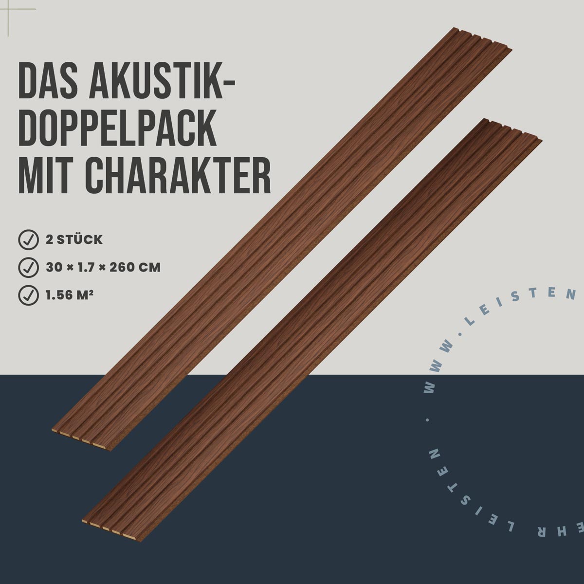 Akustikpaneele Blend Walnuss Ton in Ton 2er Set Vorteile und Eigenschaften