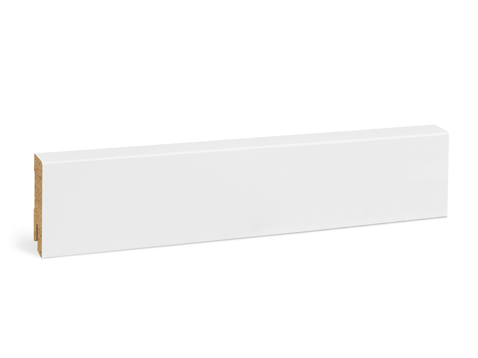 Abgeschrägte Sockelleiste MDF weiß foliert RAL9016 (16x58mm)