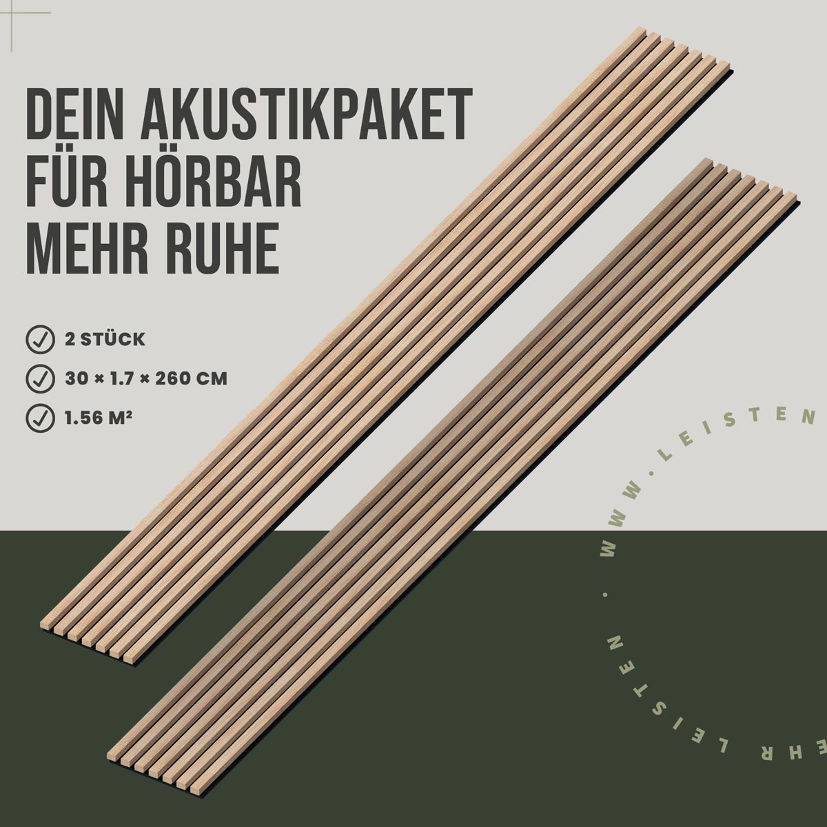 Akustikpaneele Eiche hell 2er Set Akustikpaket