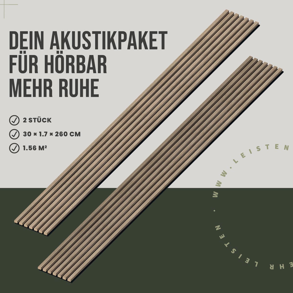 Akustikpaneele Eiche Angegraut 2er Set Akustikpaket