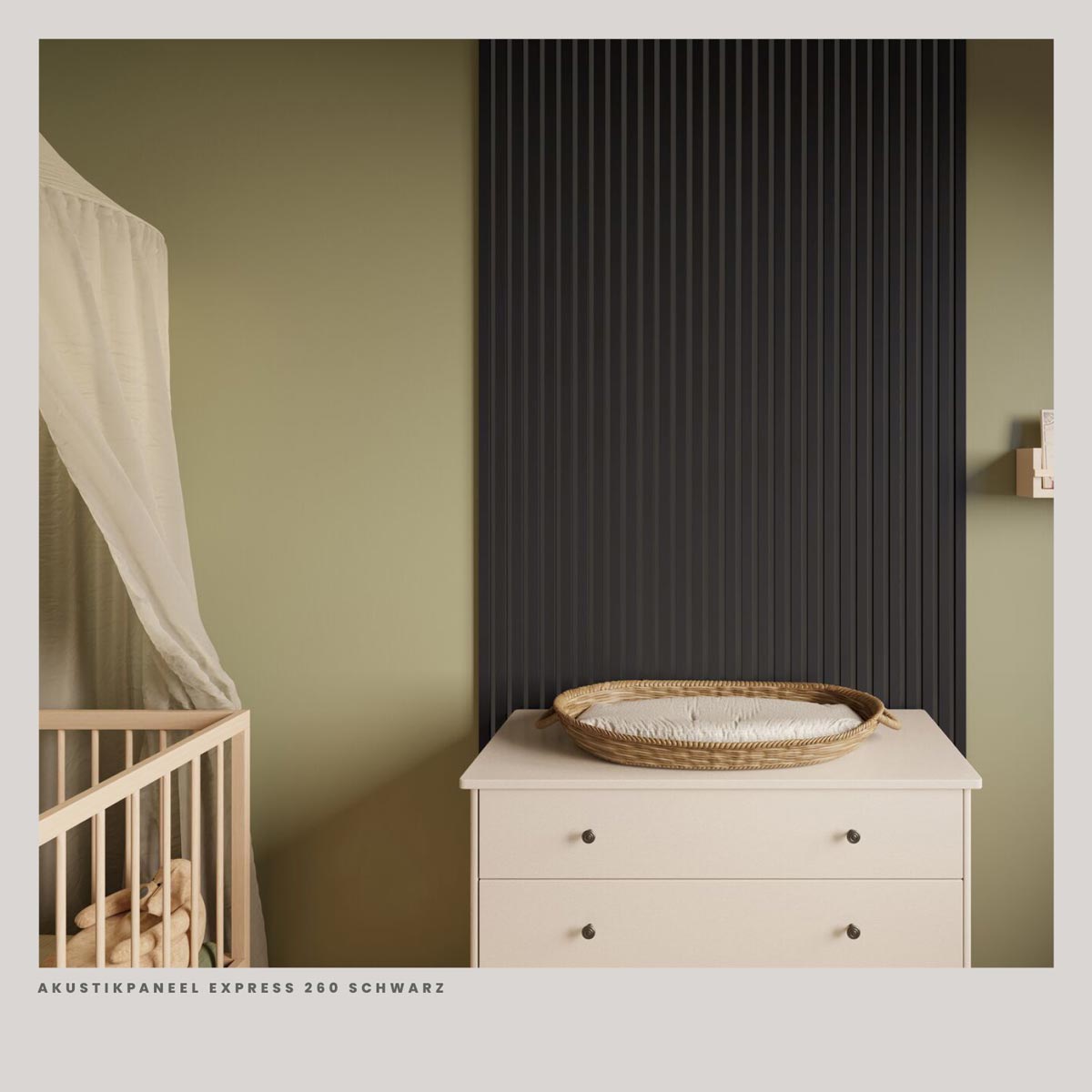 Akustikpaneele Schwarz 30 x 260 cm in einem Kinderzimmer