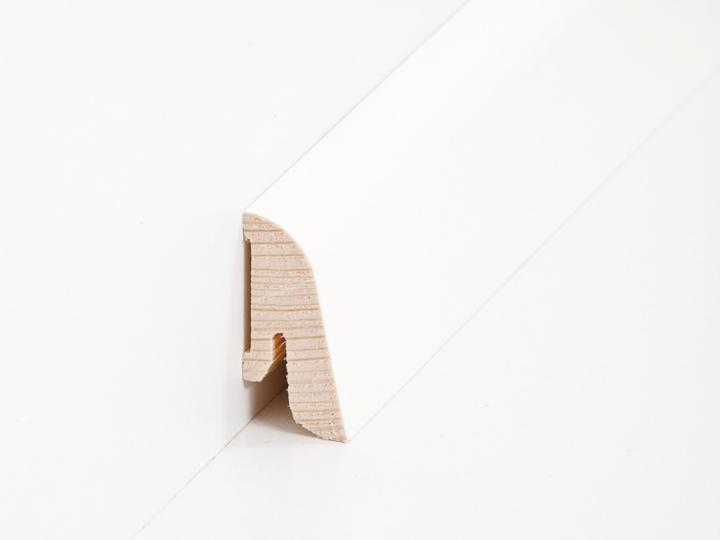 Südbrock weiße, schräge abgerundete Massivholzleiste (19x38mm)