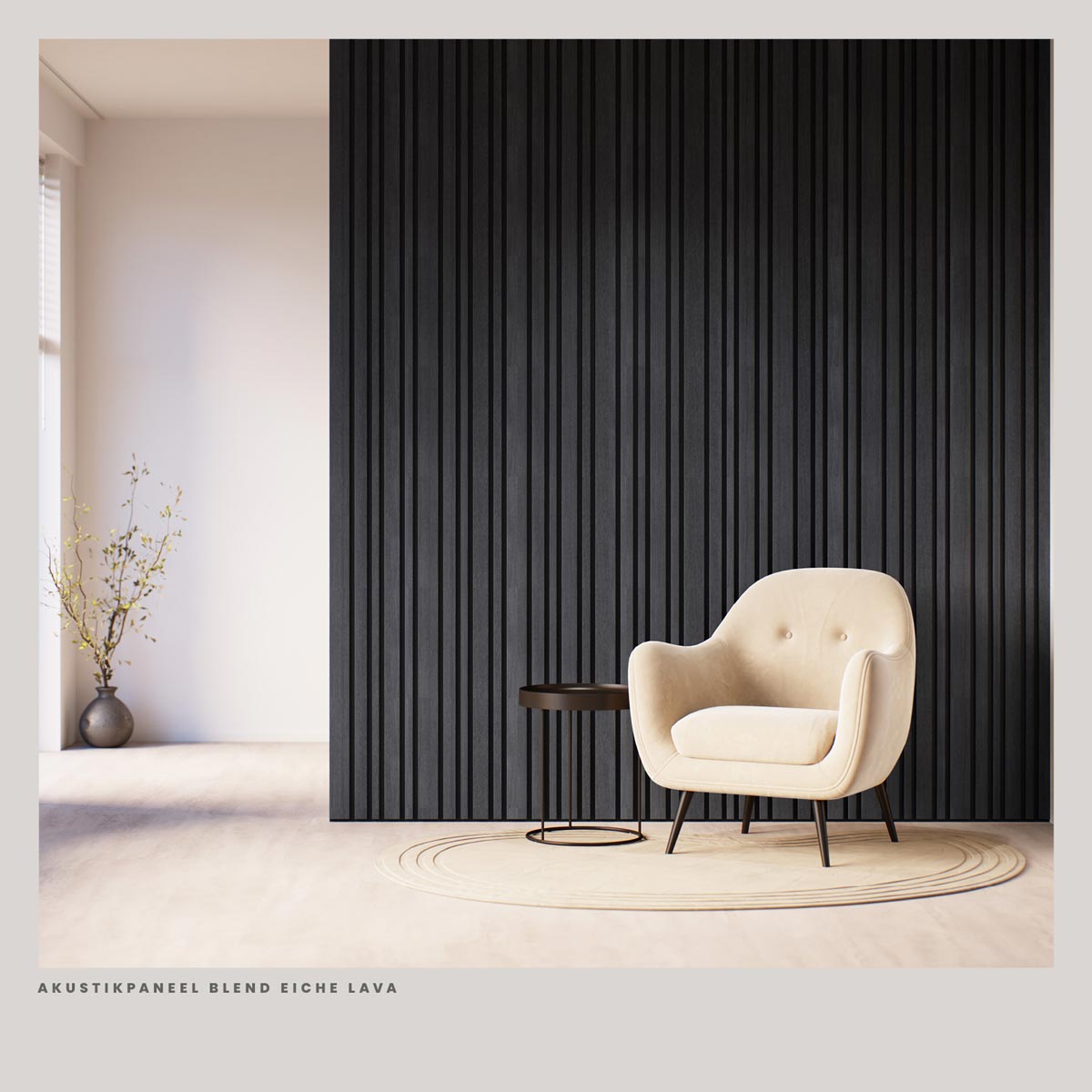 Akustikpaneele Blend Eiche Lava als Wandgestaltung mit variabler Lamellenstruktur
