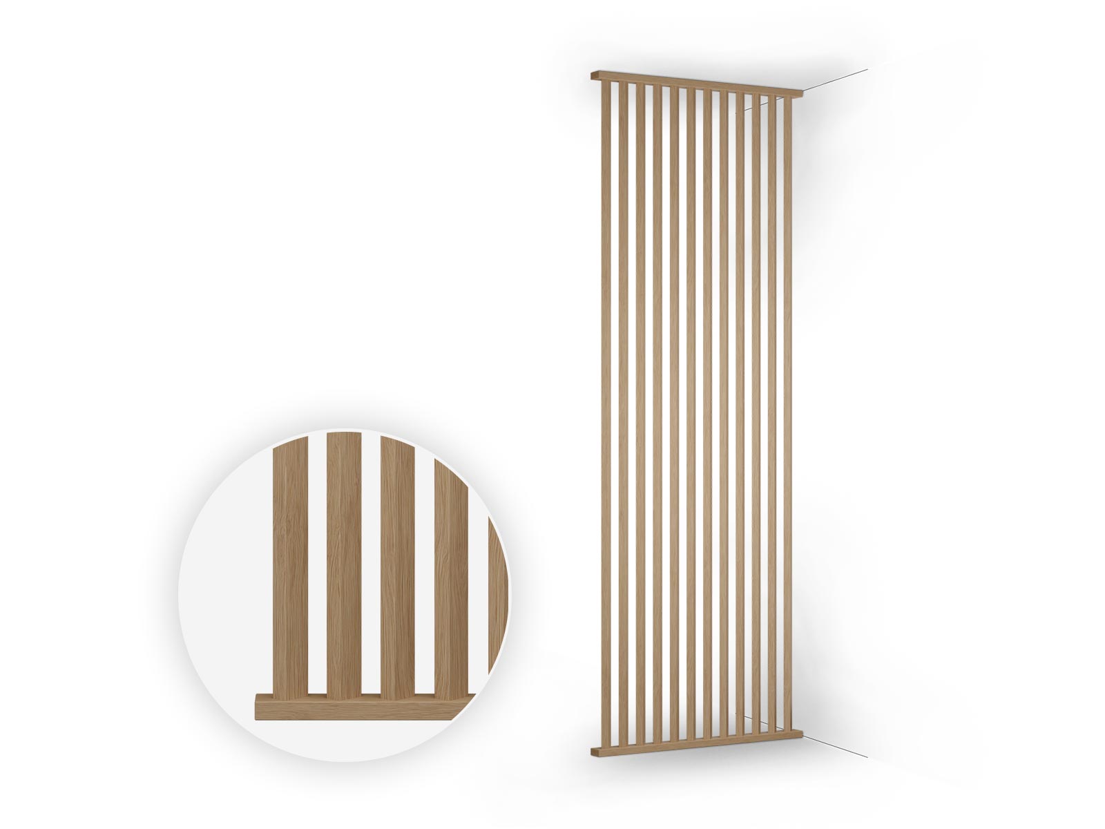 Raumtrenner Eiche Natur 45° Komplett-Set 100 x 270 cm