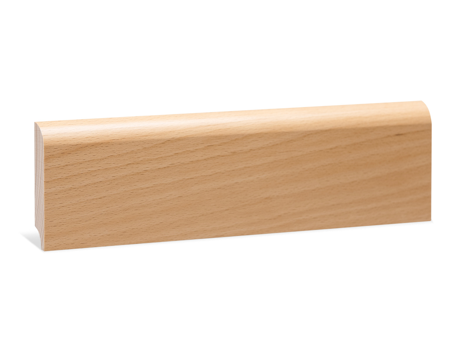 Massivholz Sockelleiste Buche lackiert 13 x 60 mm - Abgerundetes Profil
