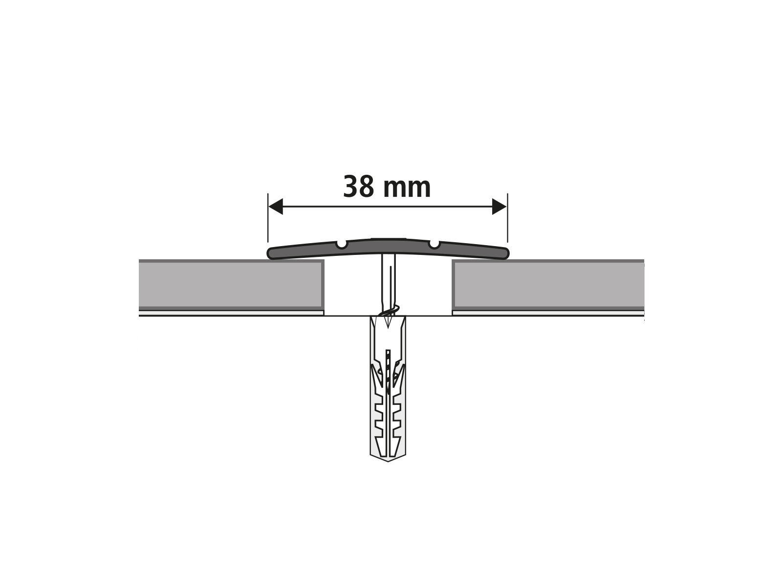 Übergangsprofil Aluminium Schwarz zum Schrauben (38x950mm)