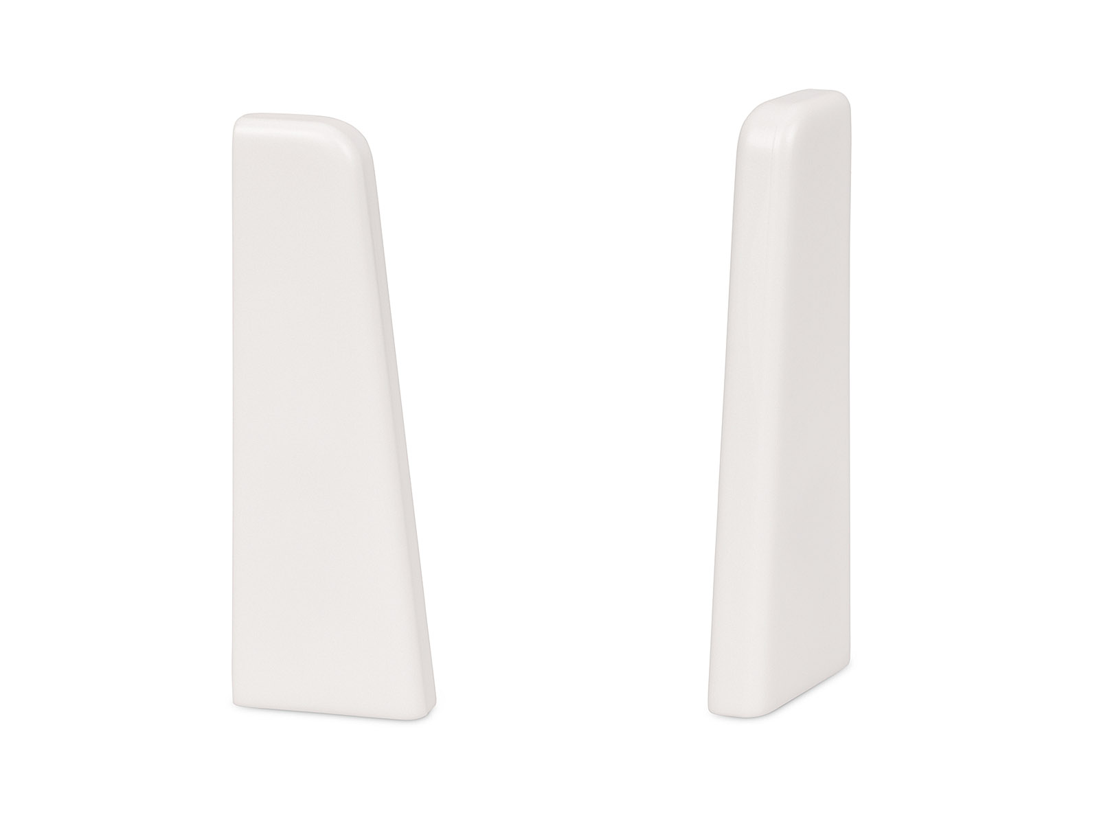 2 x Endstücke für weiße Sockelleisten im MEGA-Profil