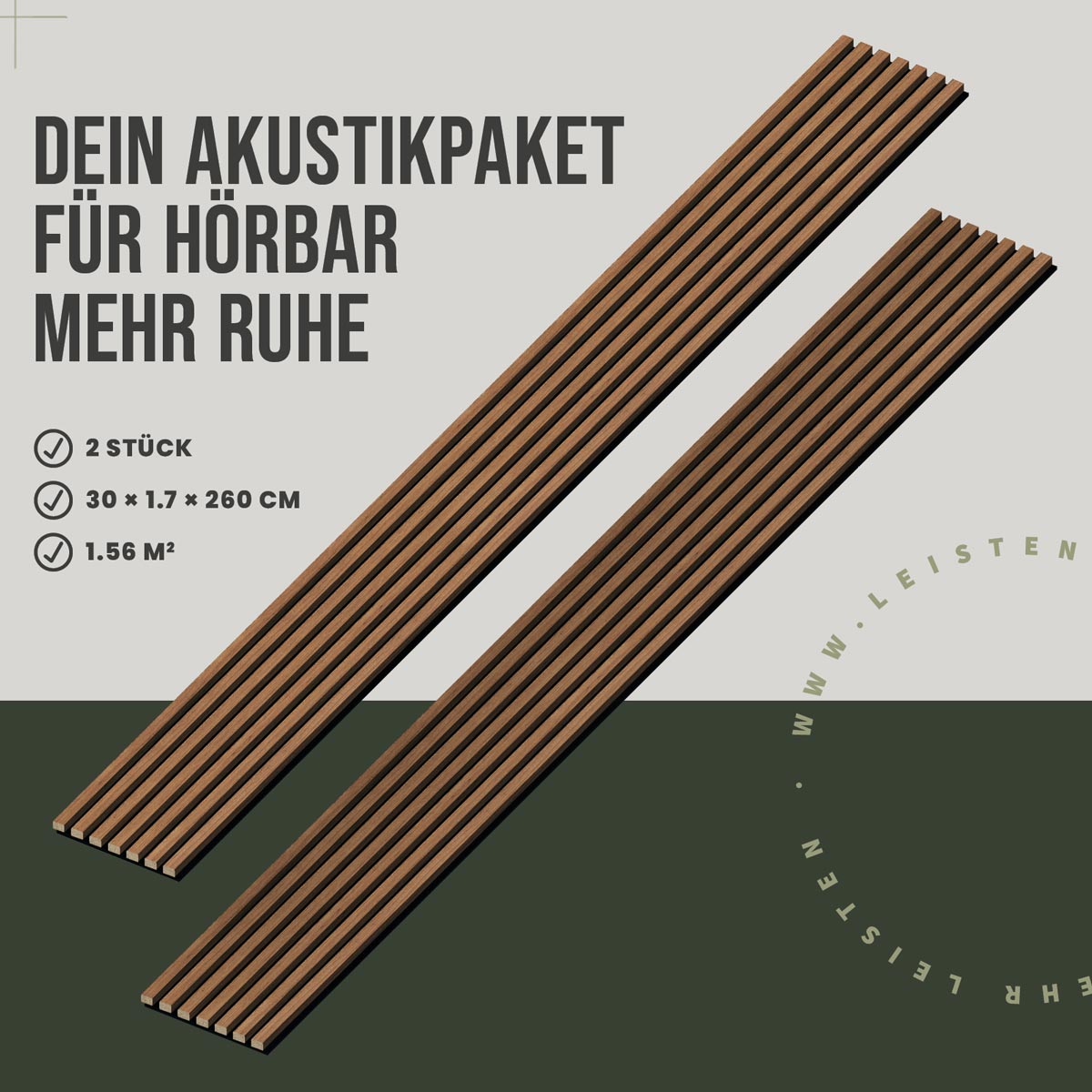 Akustikpaneele Eiche Bronze 2er Set mit Vorteilen und Montagehinweisen