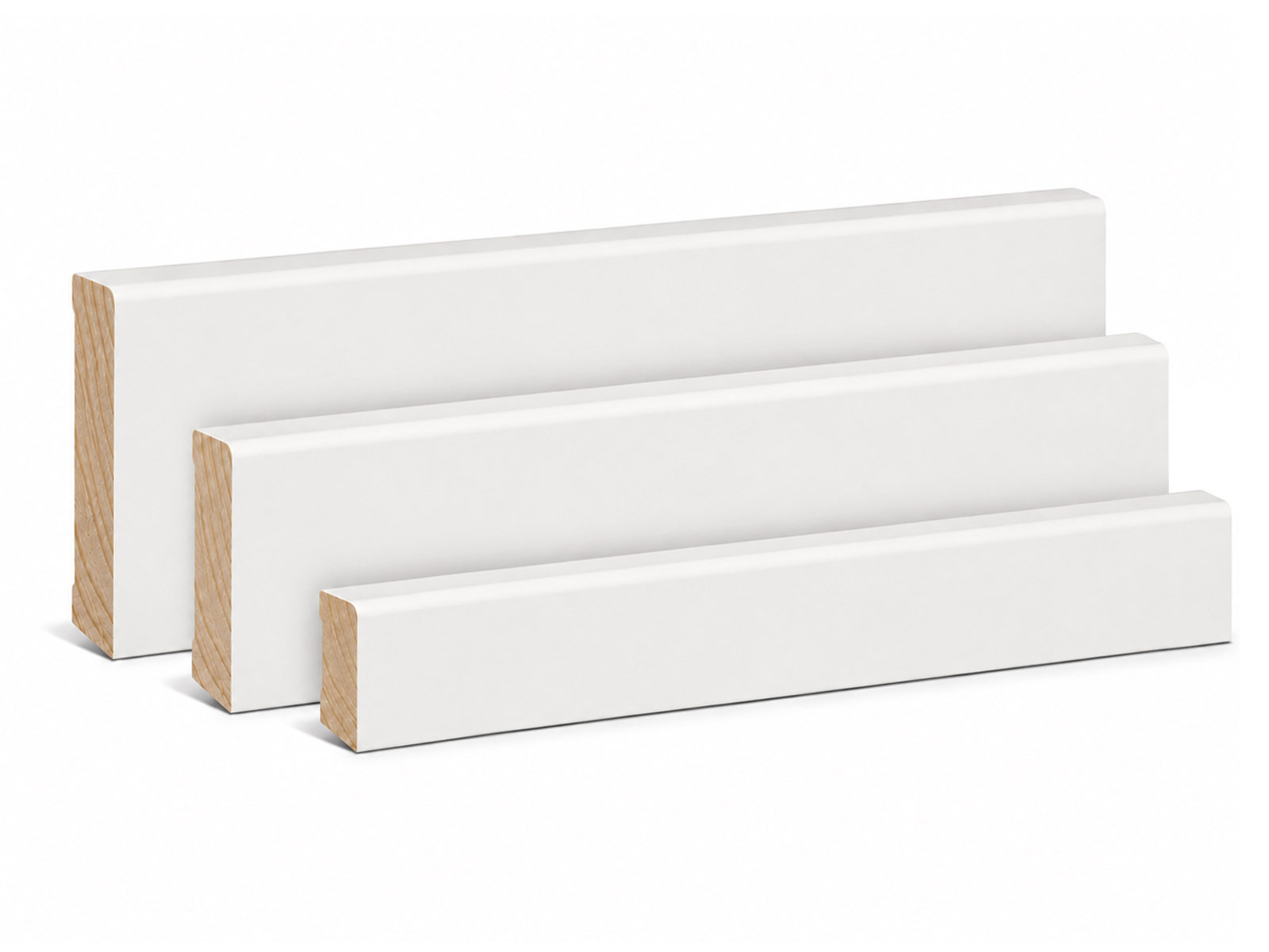 Modern Pro Fußleiste Kiefer massiv weiß RAL9010