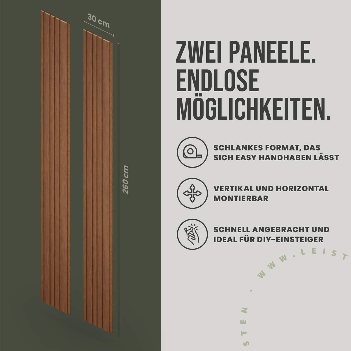 Akustikpaneele Blend Eiche Rustikal Ton in Ton mit Abmessungen