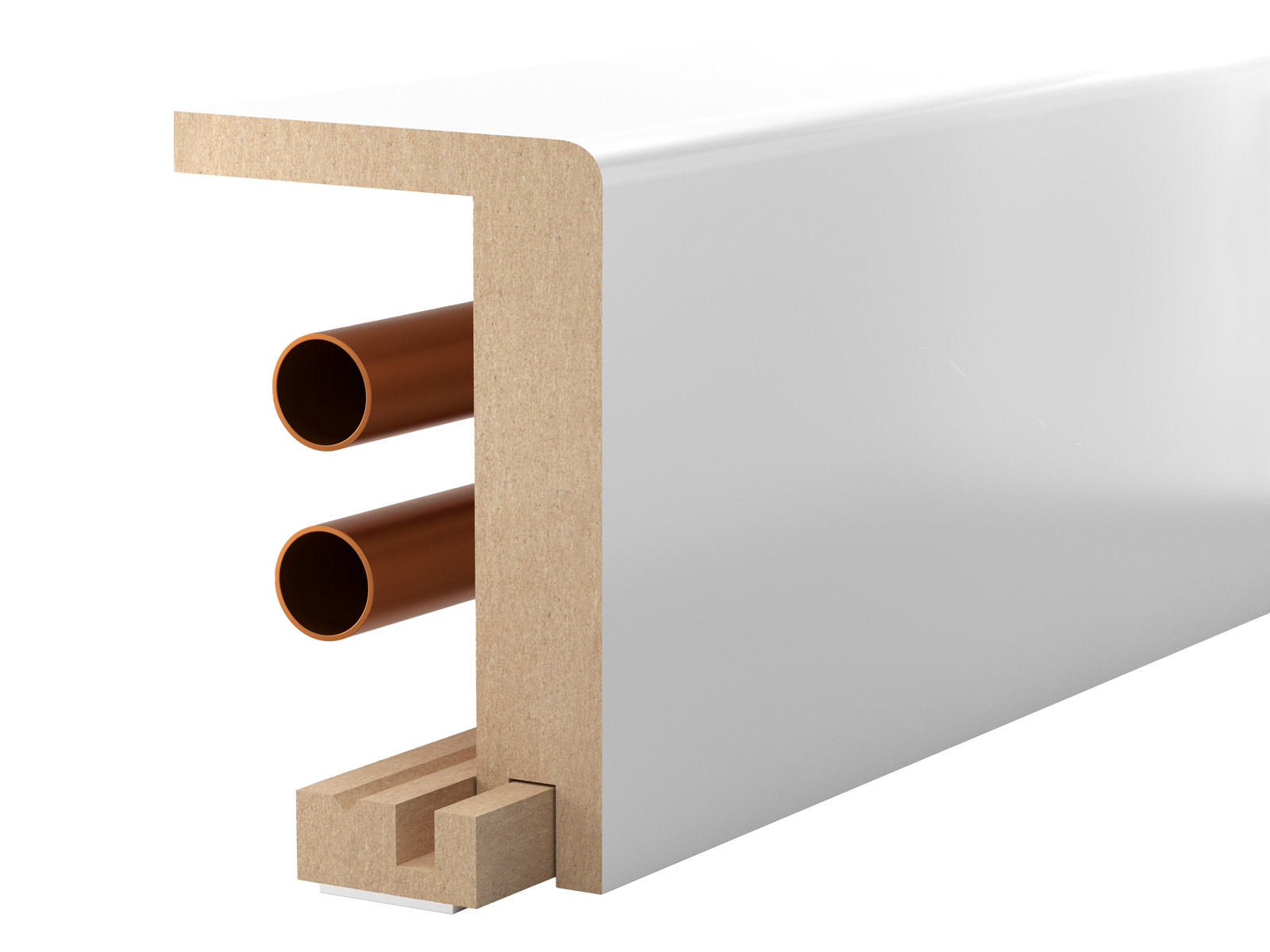 Heizungsrohrverkleidung 64 x 96 mm im Set - Abgerundet, MDF weiß