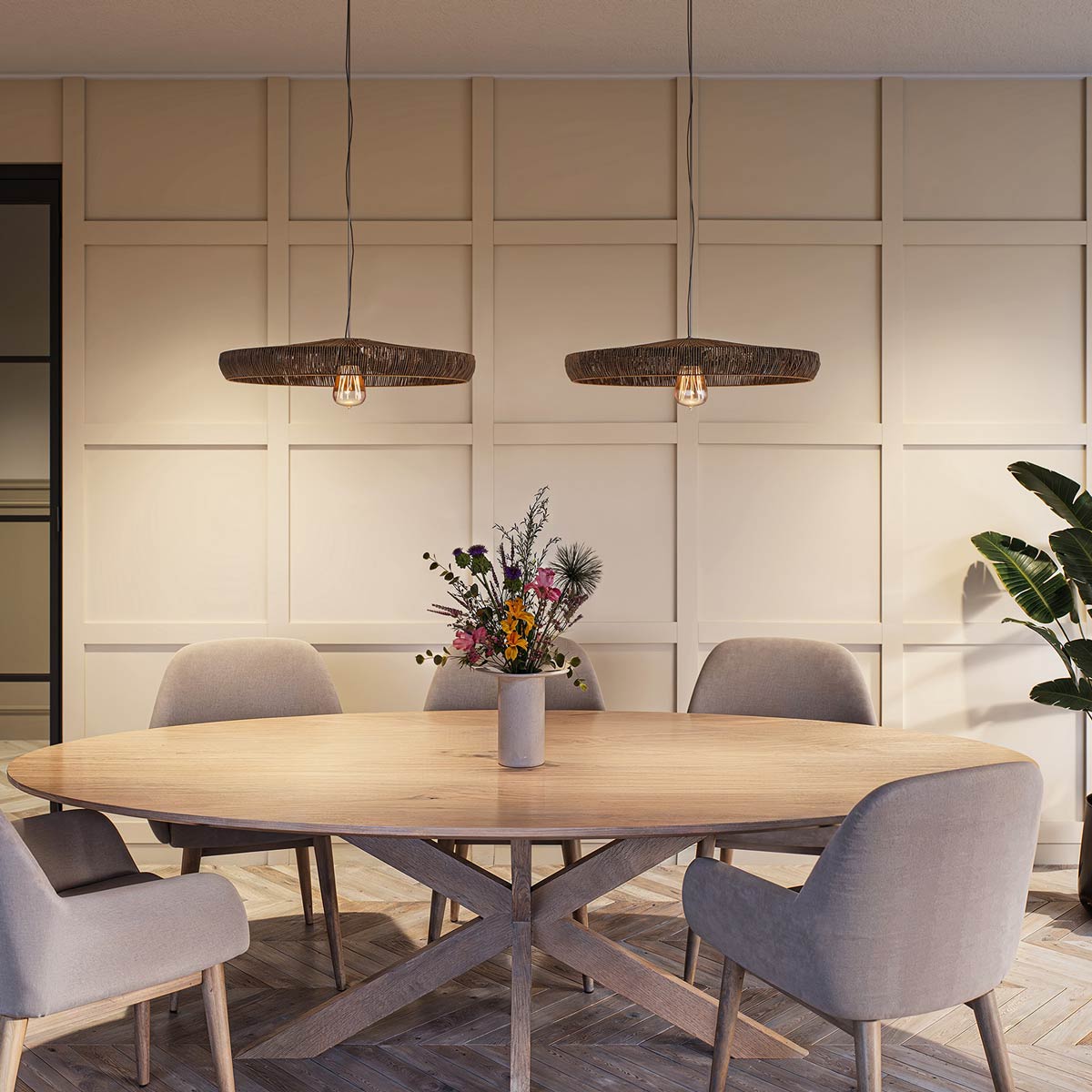 Wandkassetten Set Modernes Profil MDF weiss grundiert im Essbereich