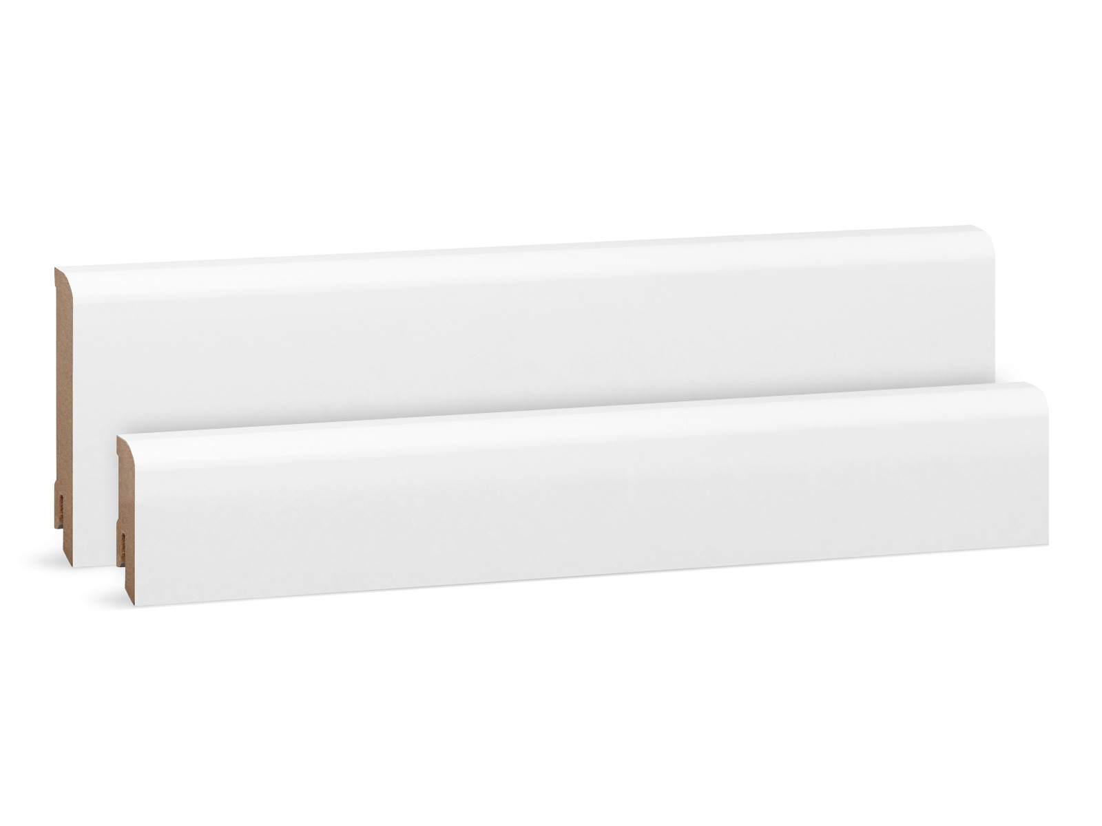 Oben rund MDF direktlackierte Sockelleiste weiß RAL9016