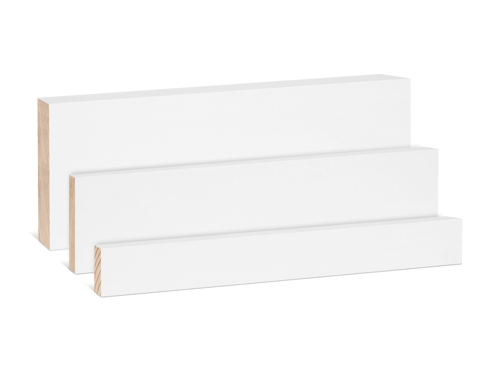 Rechteckleiste Massivholz Kiefer weiß lackiert RAL9016