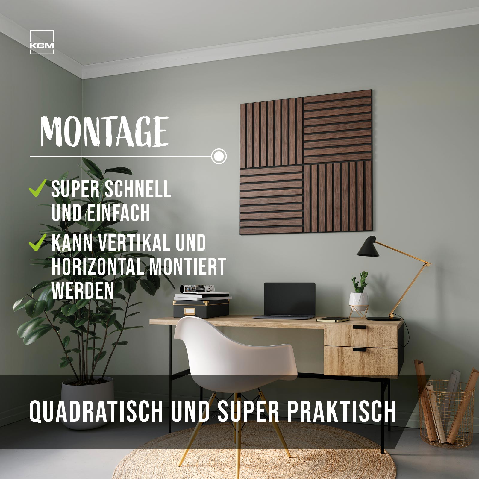 Montageoptionen der Walnuss Akustikpaneele