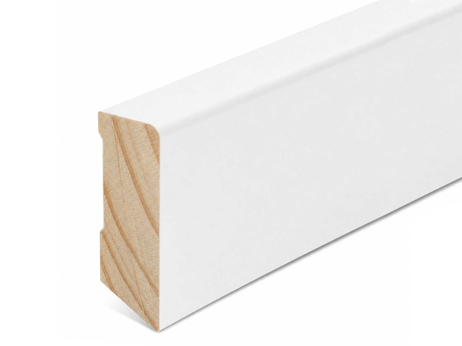 Modern Pro Fußleiste Kiefer massiv weiß RAL9016 (16x40mm)