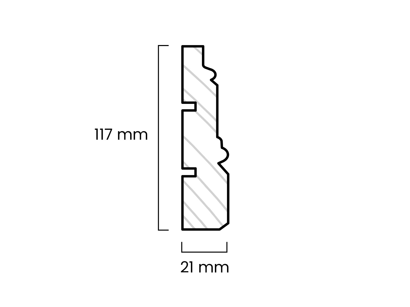 Bekleidungsleiste Massivholz Fichte roh Technische Zeichnung