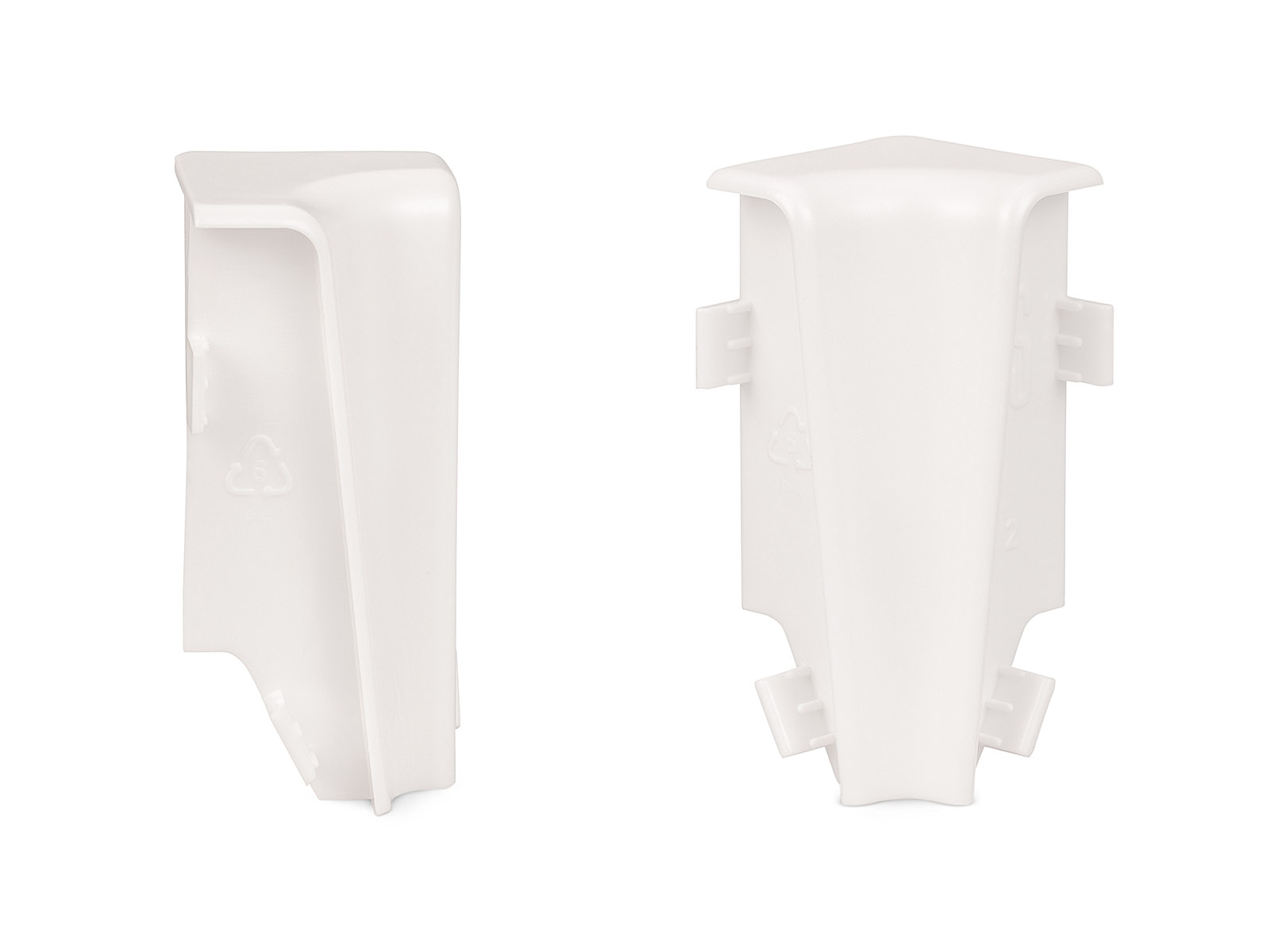 2 x Innenecke für weiße Sockelleisten im MEGA-Profil