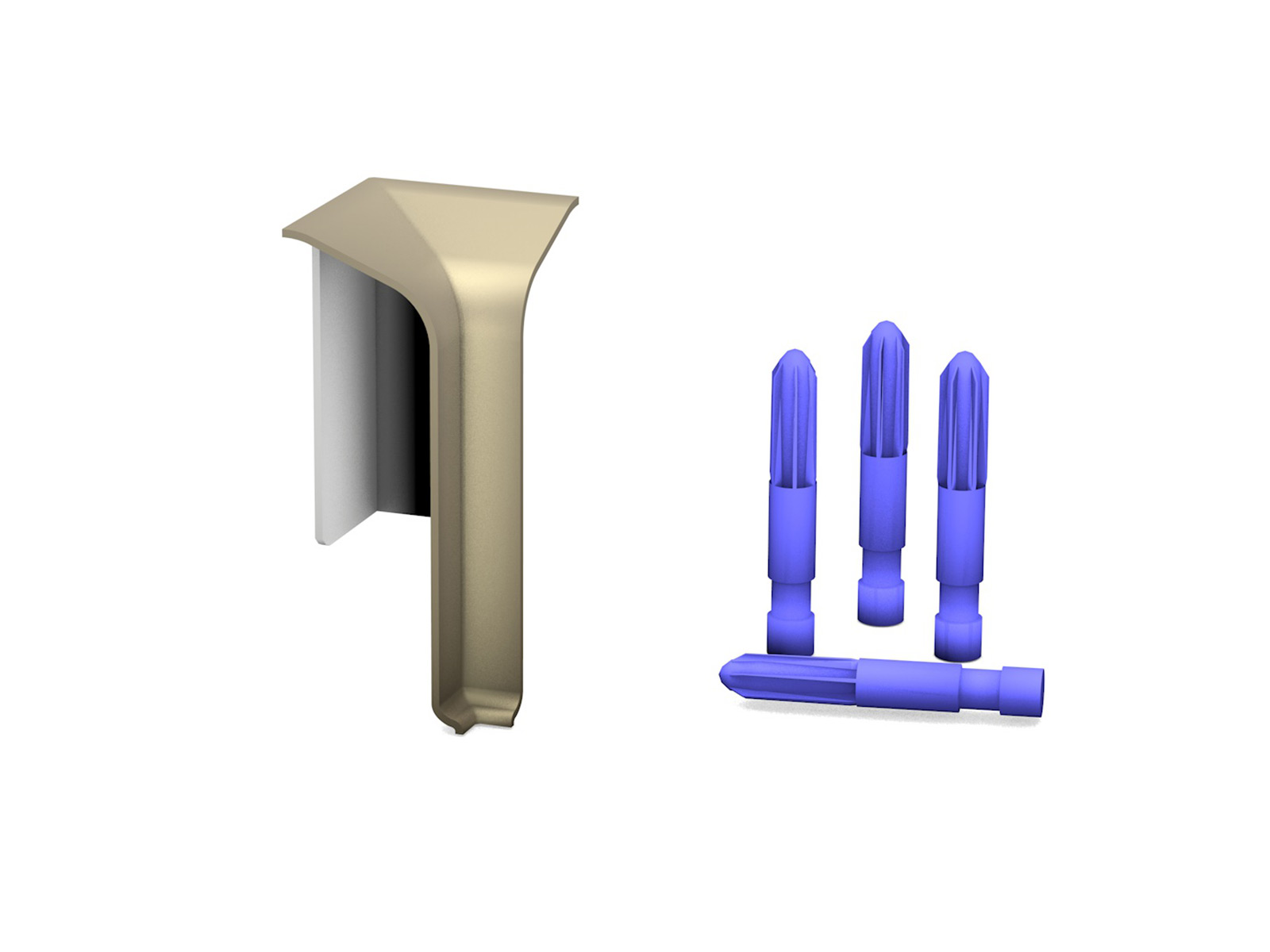 Prinz Innenecke für Aluminium  Sockelleiste 350 Nr. in Edelstahl matt