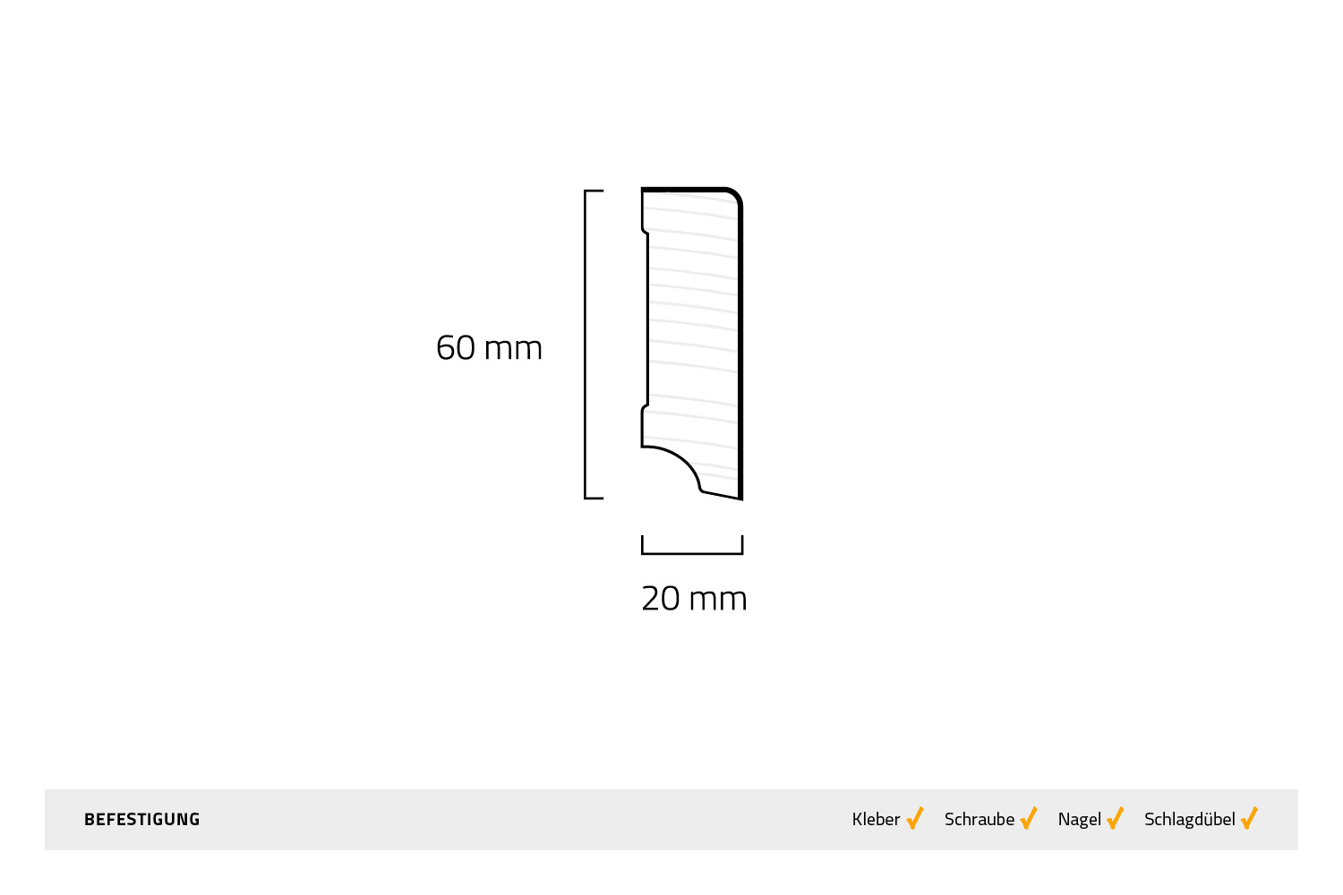FSC Sockelleiste Eiche Weiss Technische Zeichnung