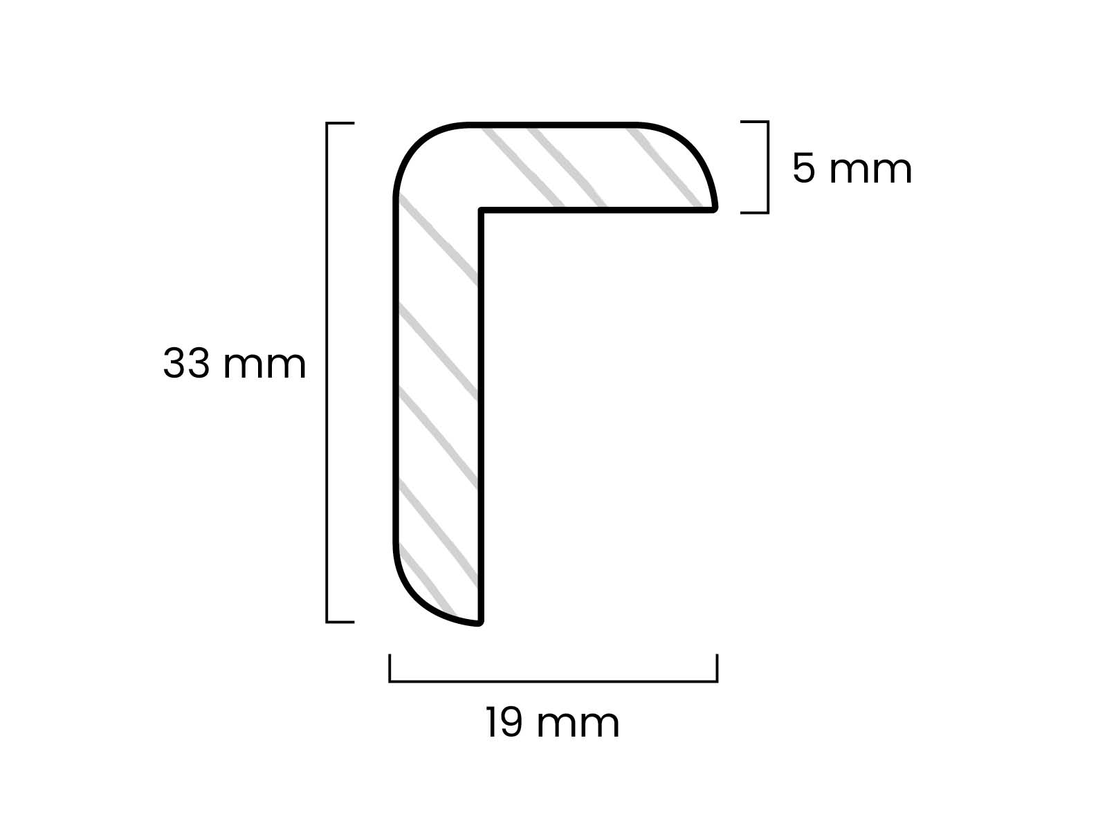Winkelleiste Kiefer Massivholz Weiss Lackiert Technische Zeichnung