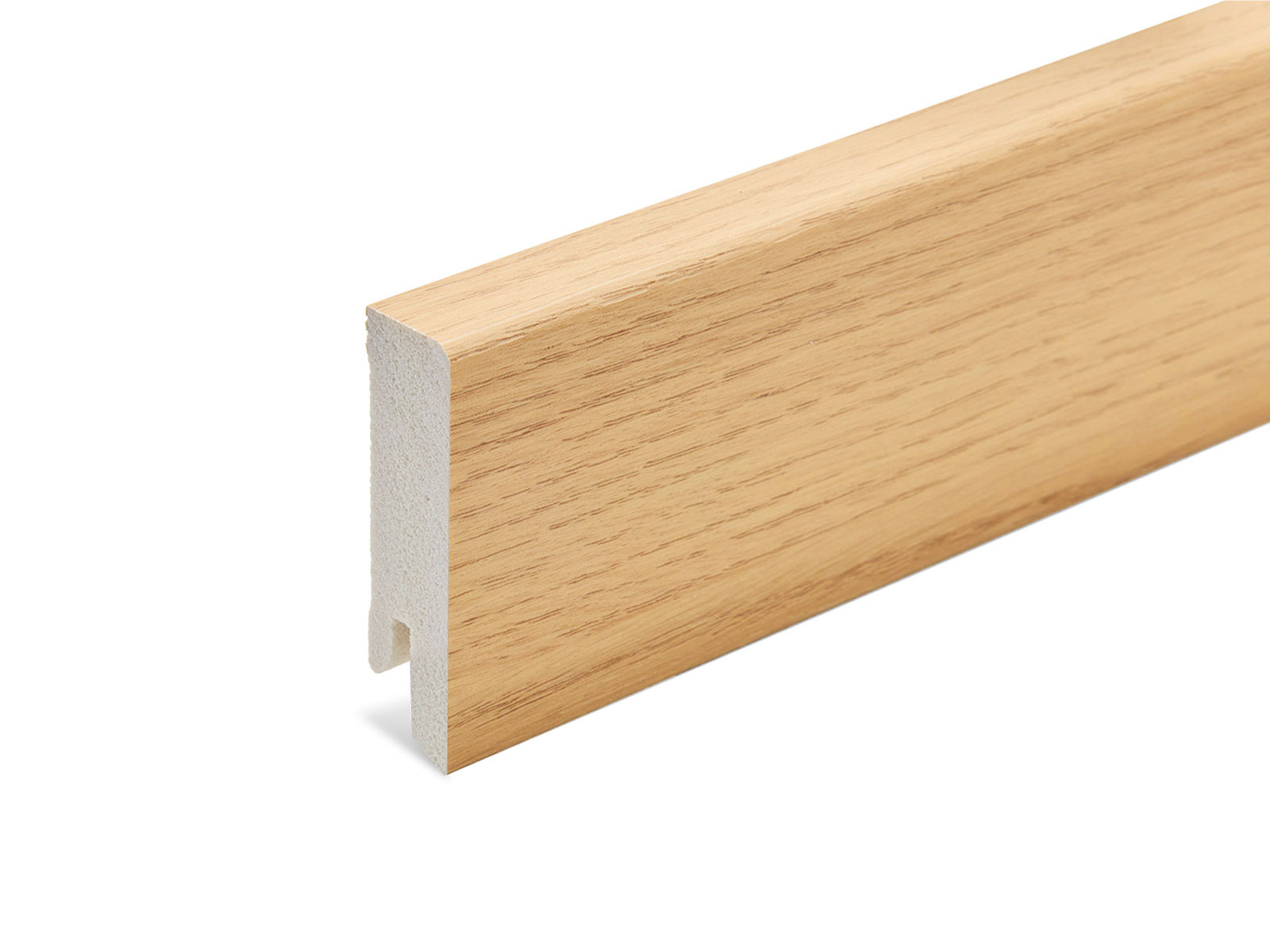 Modern Hartschaum Fußleiste foliert Eiche natur (16x58mm)