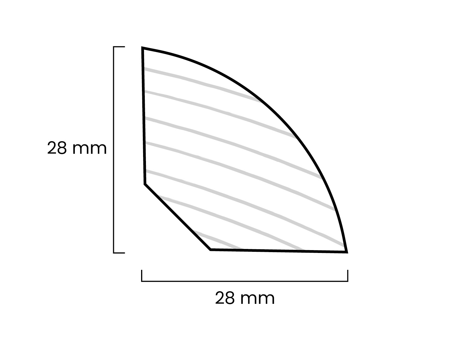 Viertelstab Massivholz Kiefer roh Technische Zeichnung