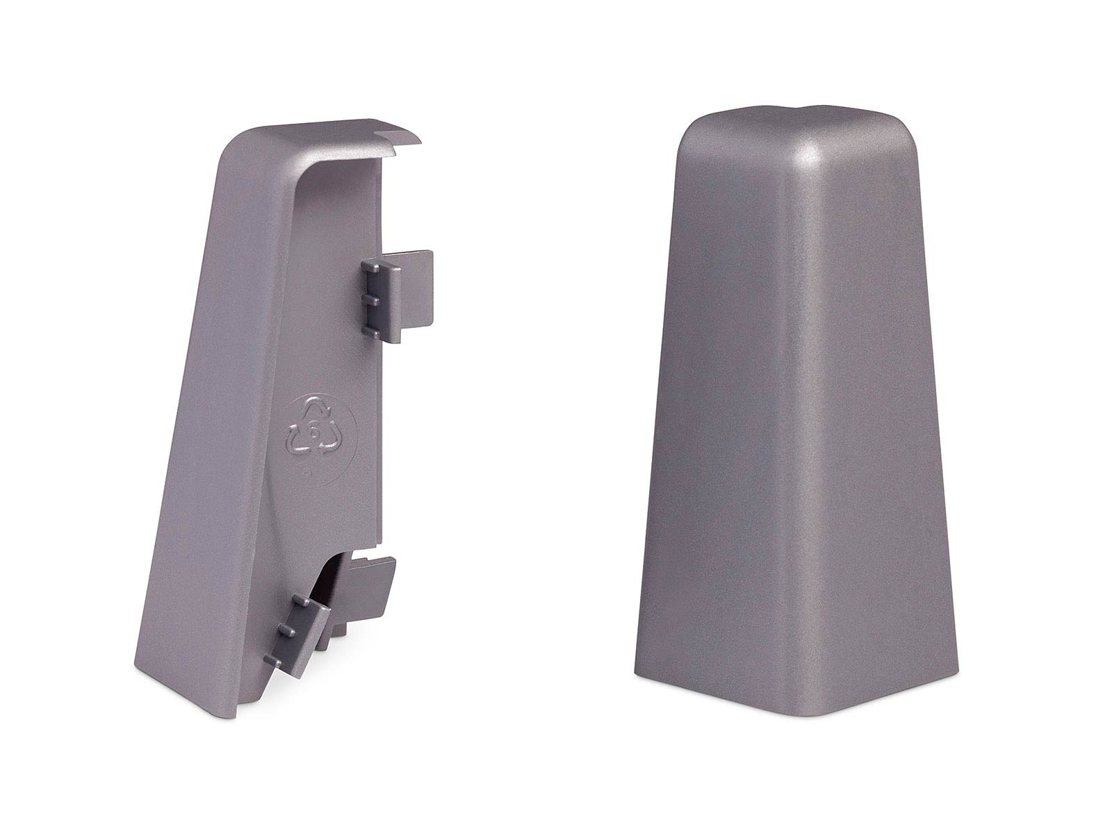 2 x Außenecke für Sockelleiste Alu Edelstahl - MEGA Profil