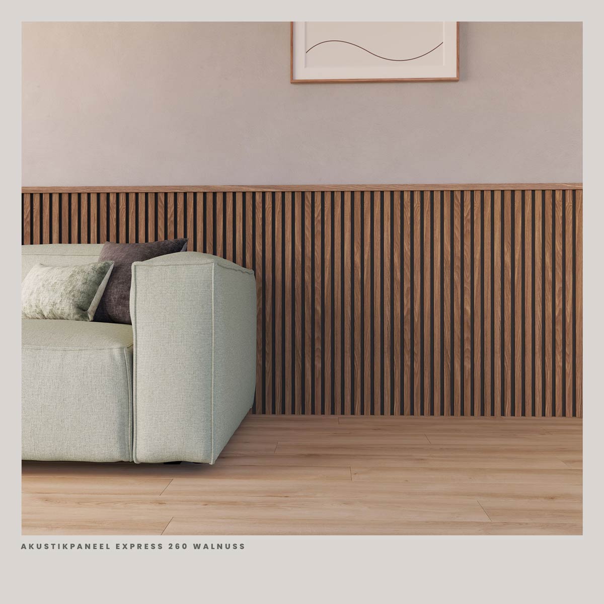 Akustikpaneele Walnuss 30 x 260 cm Wohnraum