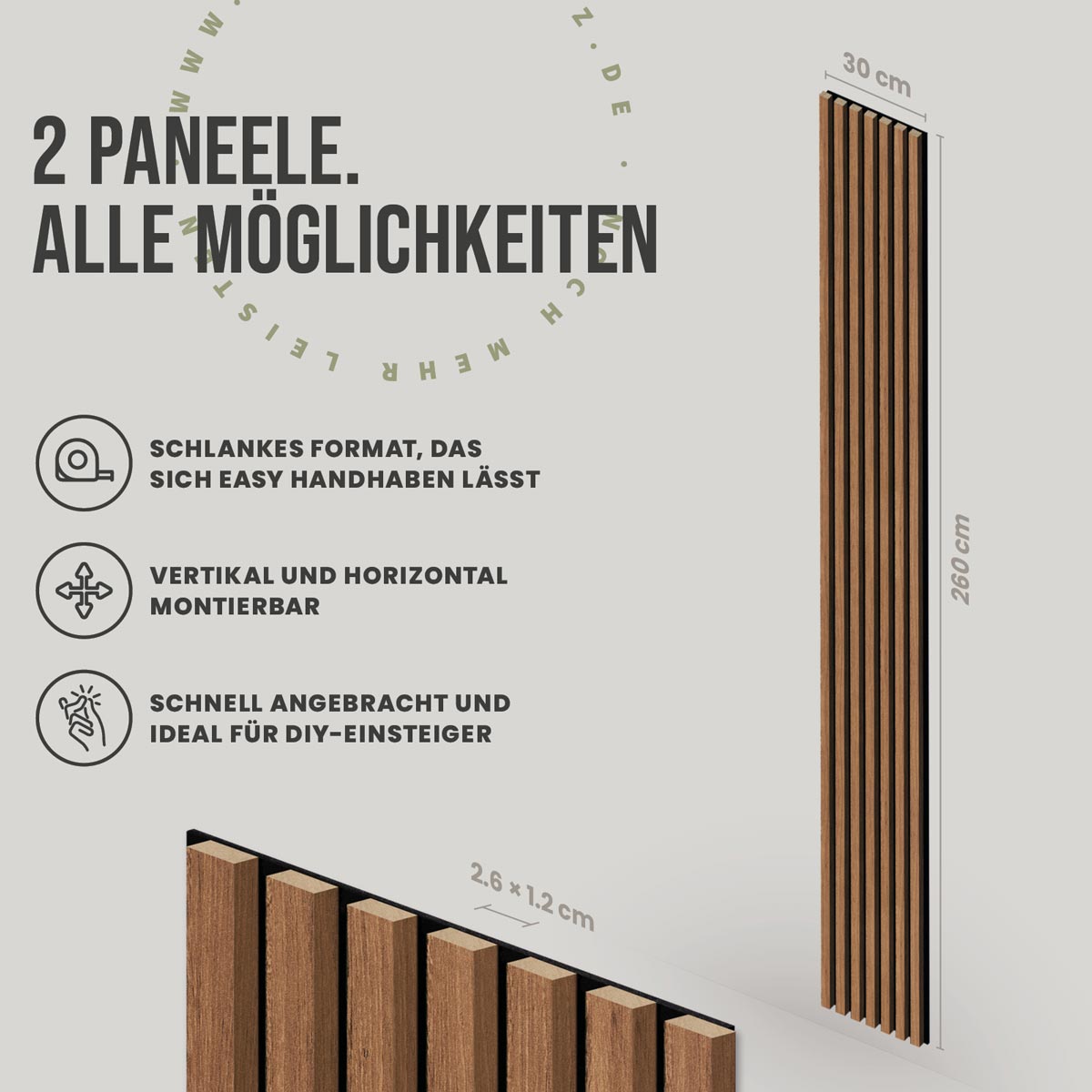 Akustikpaneele Eiche Bronze 30 x 260 cm