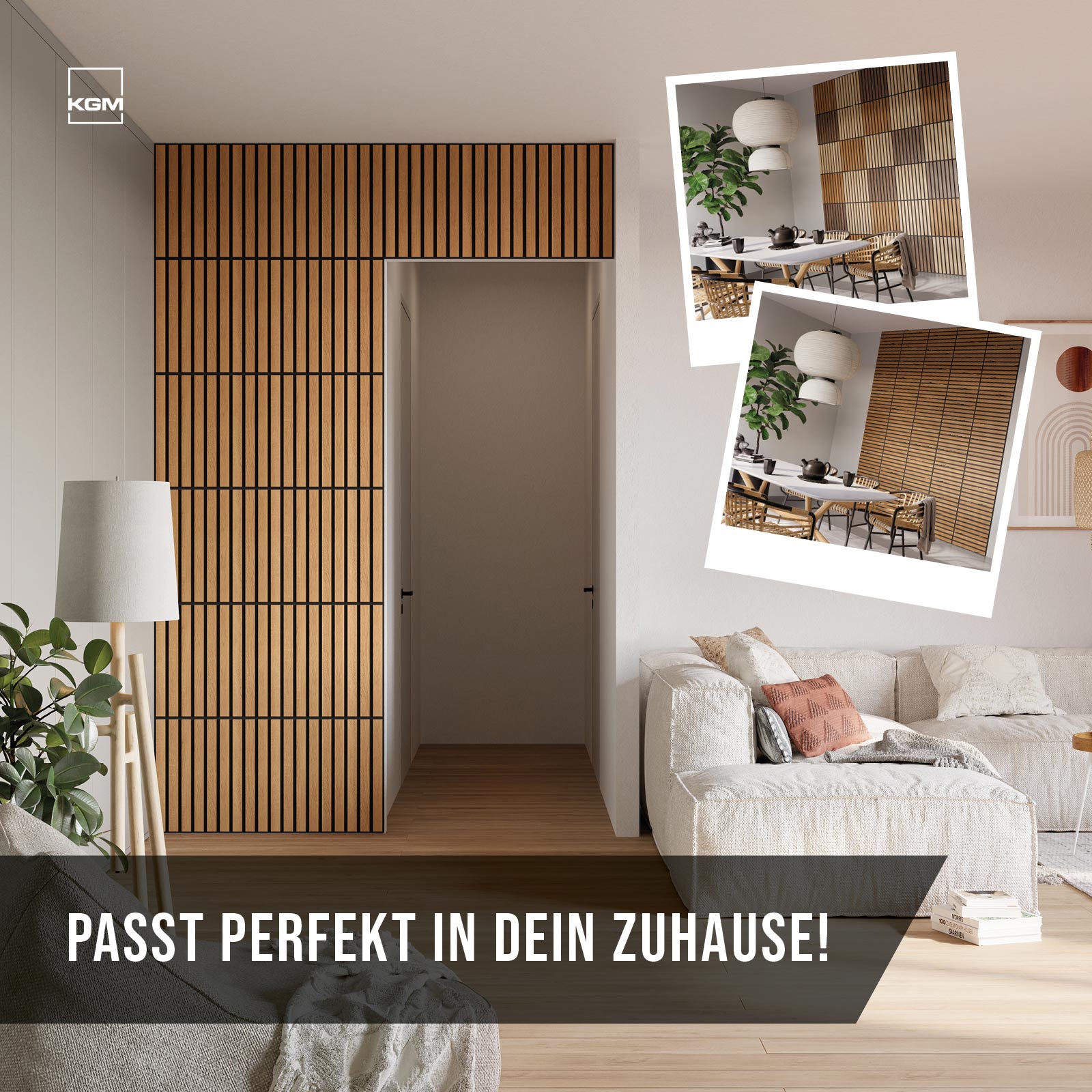 Akustikpaneele Eiche Bronze 4er Set 50 x 50 cm im Wohnraum