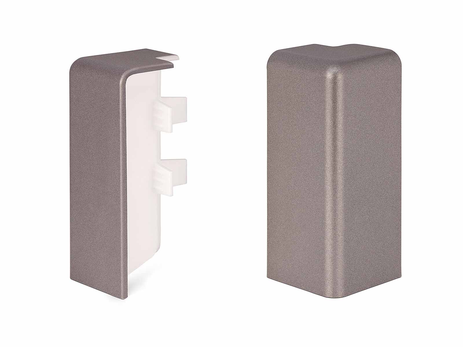 2 x Außenecke für Sockelleiste Alu-Edelstahl - Modern Profil