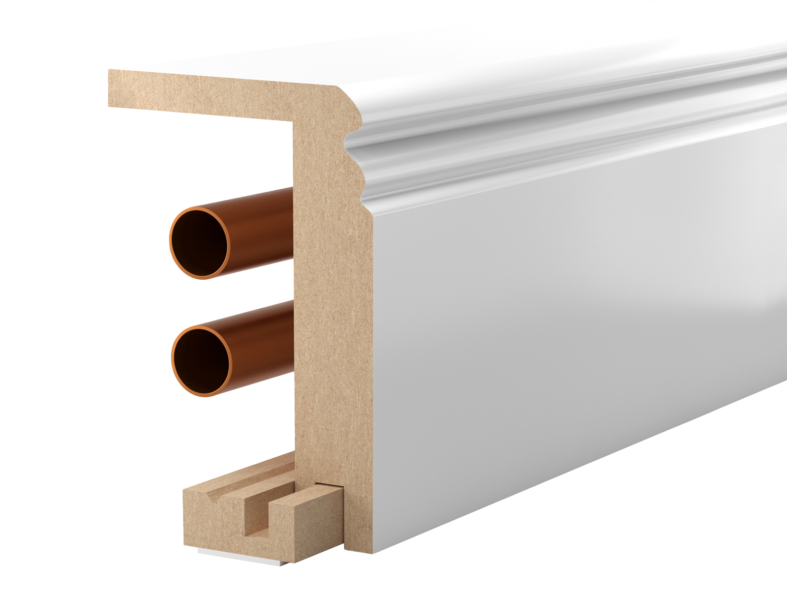 Heizungsrohrverkleidung 64 x 96 mm, im Set - Hamburger Profil, MDF weiß