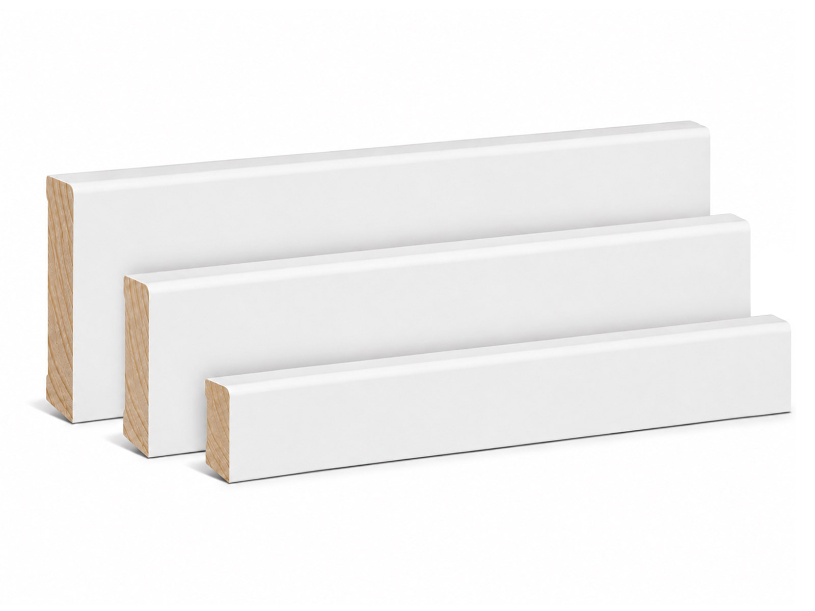 Modern Pro Fußleiste Kiefer massiv weiß RAL9016
