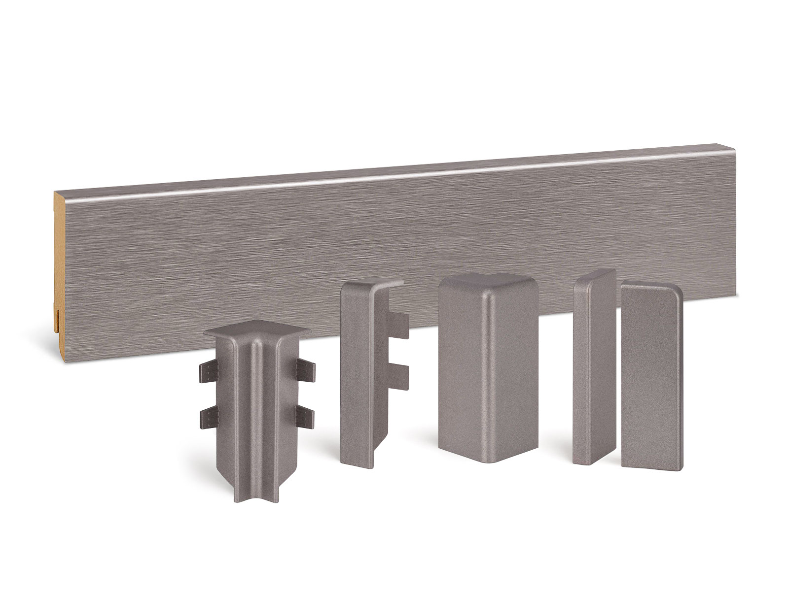 Modern-Profil Sockelleiste Alu-Edelstahl - MDF foliert