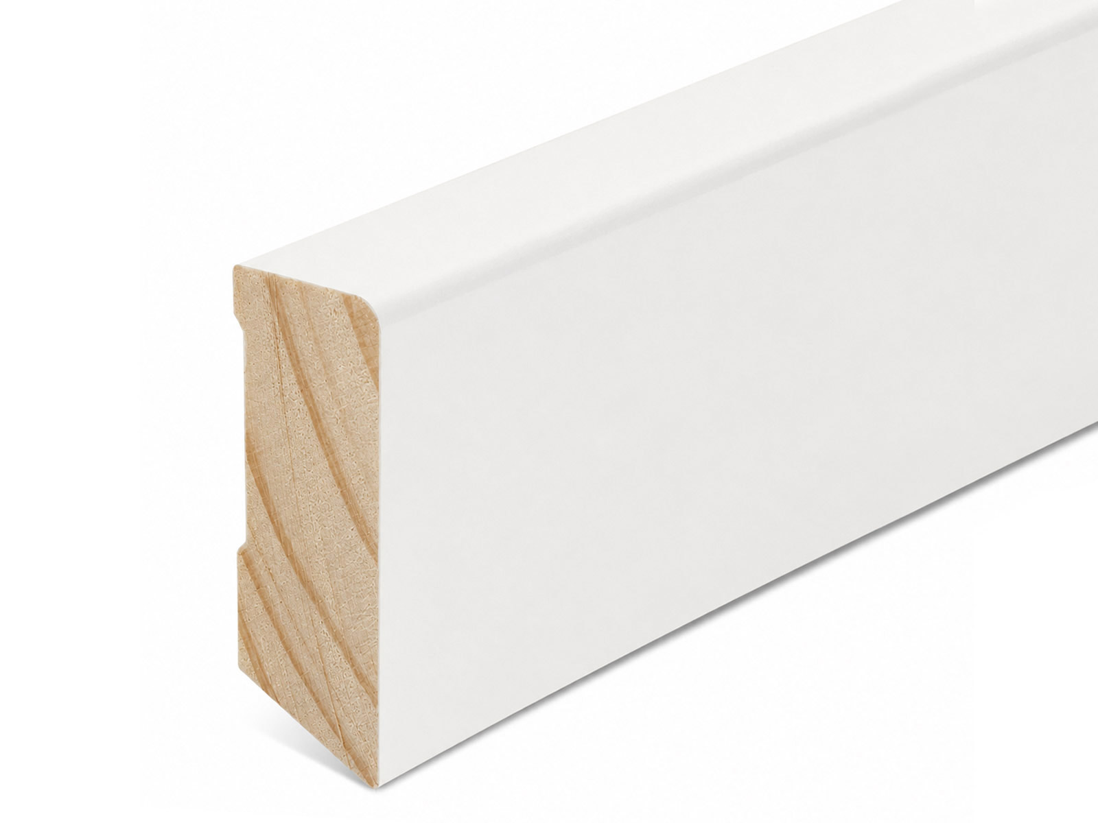 Modern Pro Fußleiste Kiefer massiv weiß RAL9010 (16x40mm)