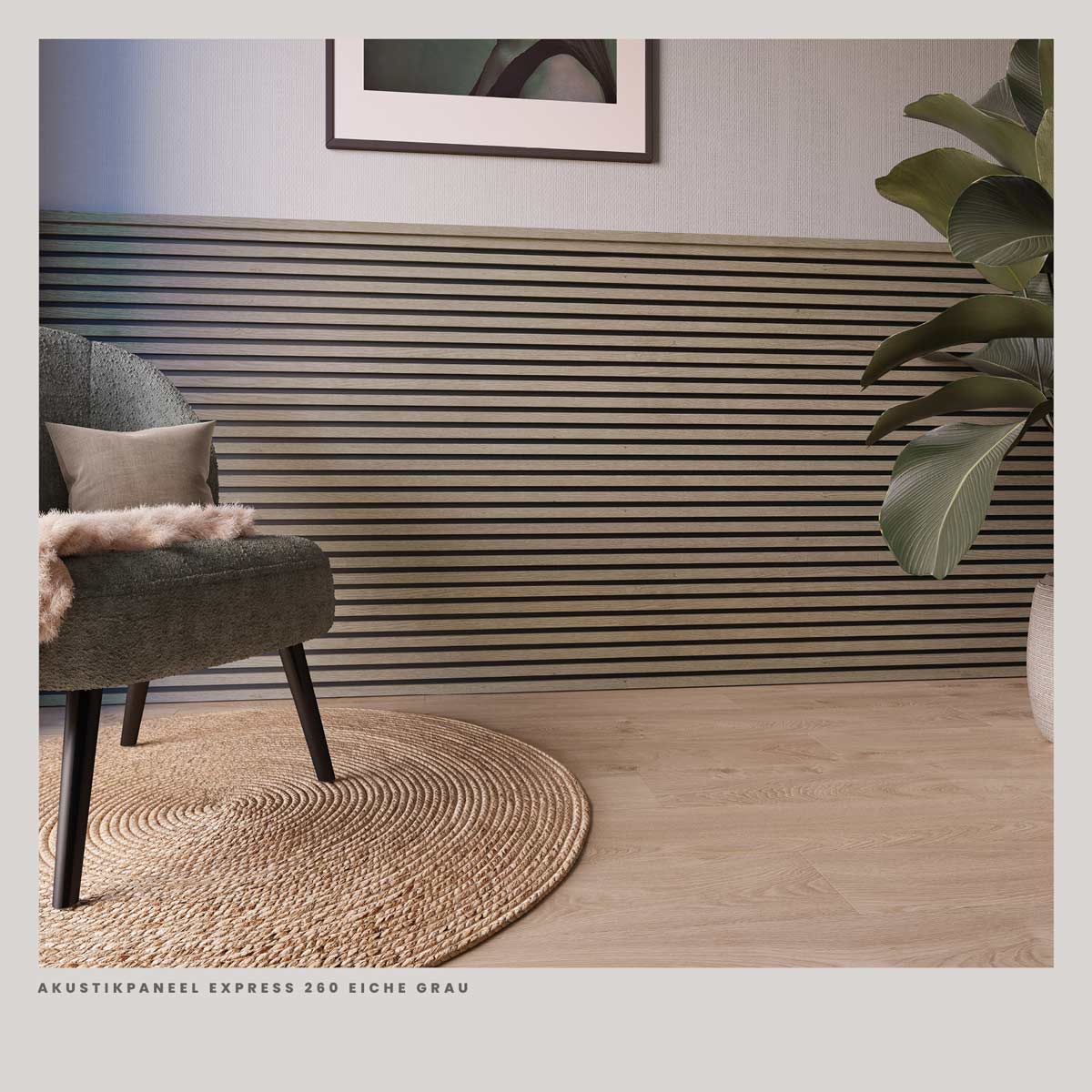 Akustikpaneele Eiche Grau 30 x 260 cm Wohnraum 2