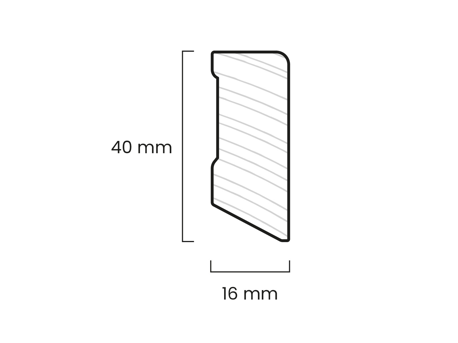 Modern Pro Fußleiste Kiefer massiv weiß RAL9010 (16x40mm)