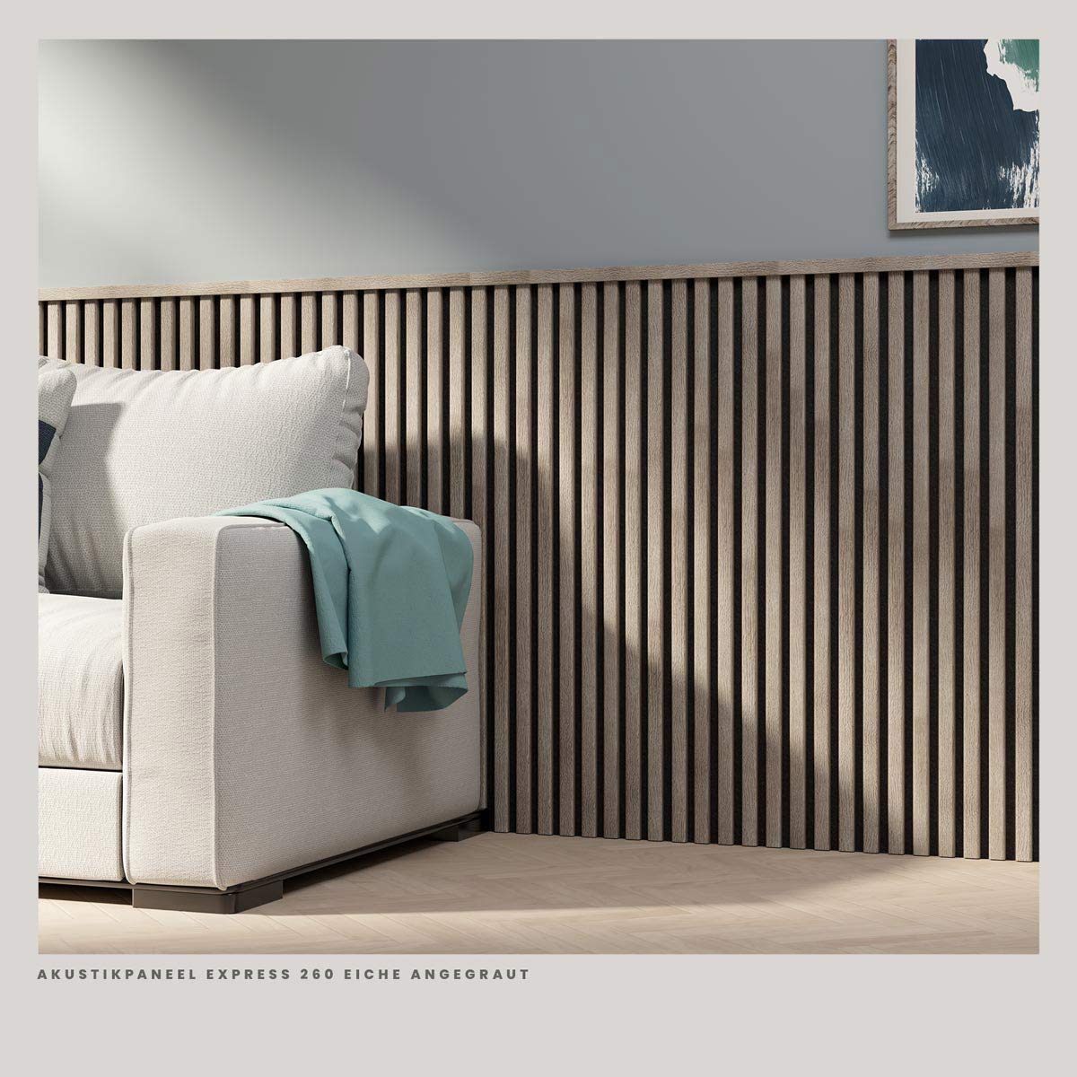 Akustikpaneele Eiche Angegraut 30 x 260 cm Wohnraum