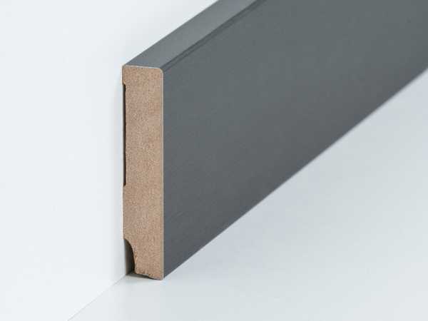 Südbrock Fußleiste 16 x 80 mm, Oberkante rechteckig, MDF foliert - Titan