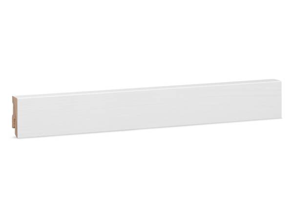 Fußleiste Kiefer massiv - modern gefast, weiß lackiert RAL9016 (16x40mm)