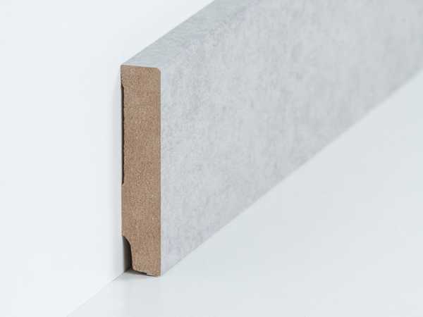 Südbrock Fußleiste 16 x 80 mm, Oberkante rechteckig, MDF foliert - Beton-Optik