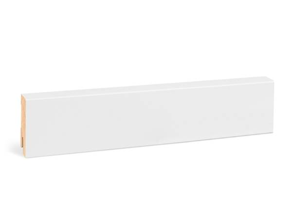 Abgeschrägte Massivholz Fußleiste weiß lackiert RAL9016 (16x58mm)
