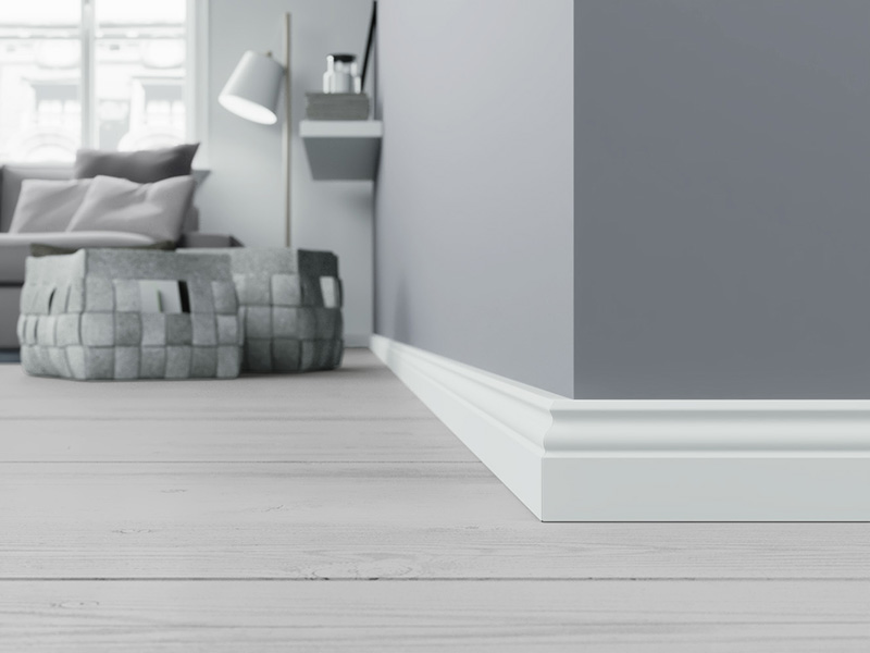 SPARPAKET 60mm H/öhe, 15 St/ück // 34,5lfm SockelleisteM/ünchen MDF WEISS Folie Oberkante Rund