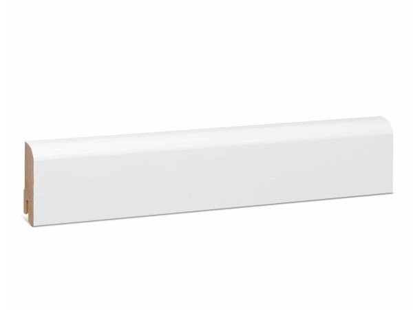 Oben rund Kiefer Massivholz weiß lackiert RAL9016 (18x58mm)