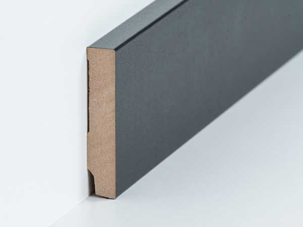 Südbrock Fußleiste 16 x 80 mm, Oberkante rechteckig, MDF foliert - schwarz